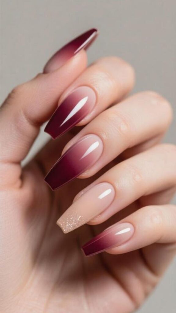 Ombre Coffin Acrylic Nails
