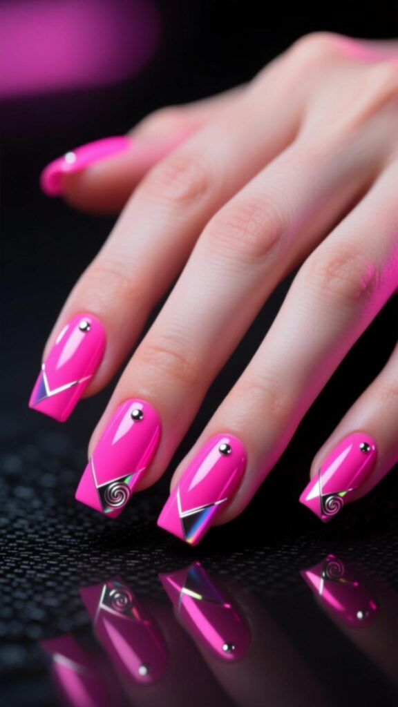 Neon Hot Pink Nails