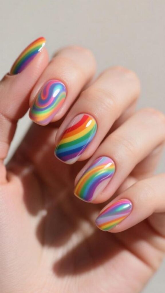 Glossy Rainbow Swirls