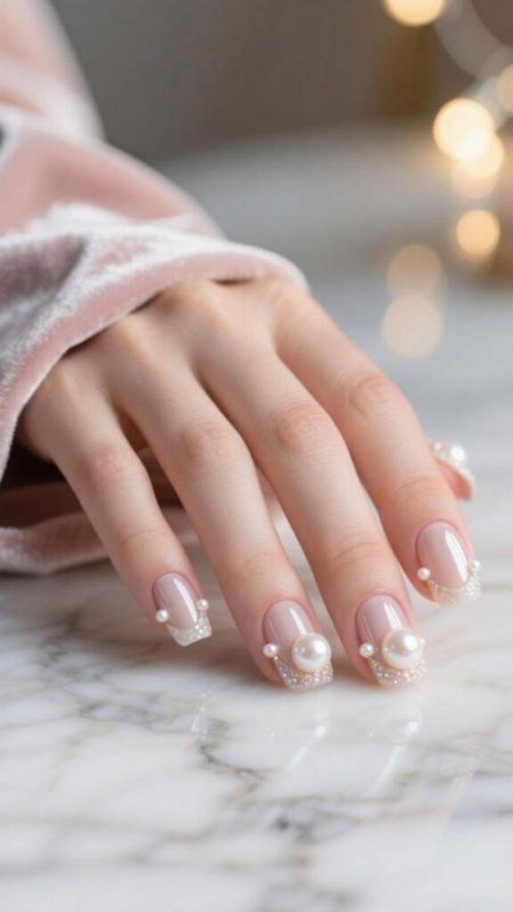 Pearl Accent Nails