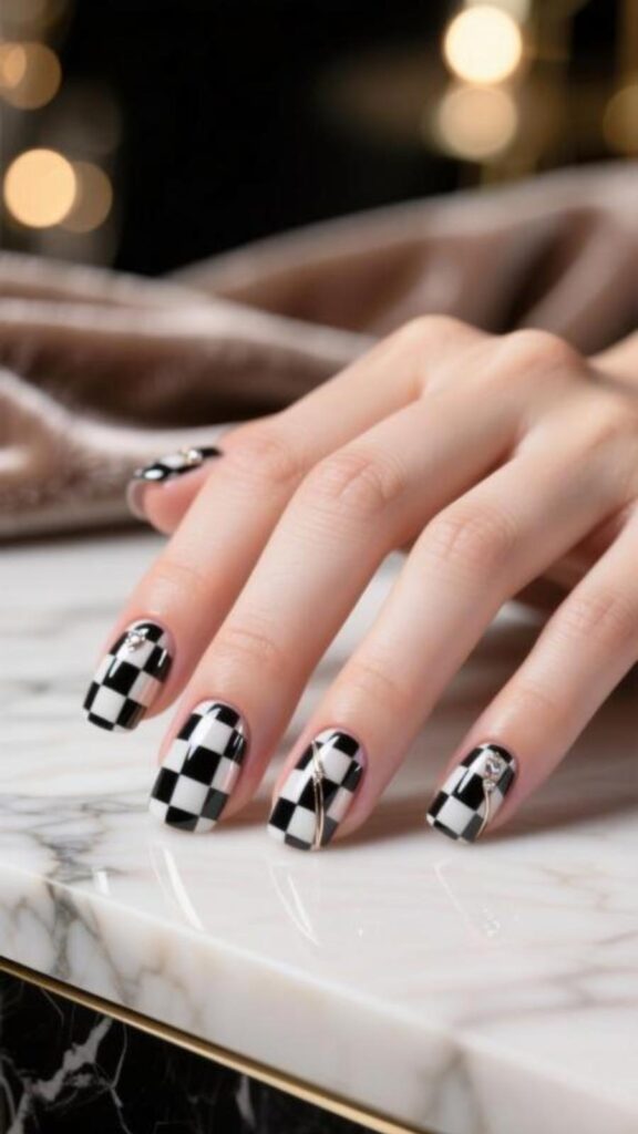 Checkered Mini Nails