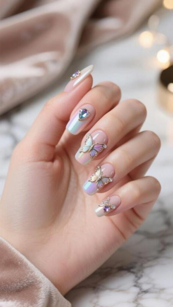 Butterfly Gem Nails