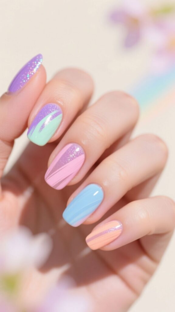 Glitter Pastel Brushstrokes