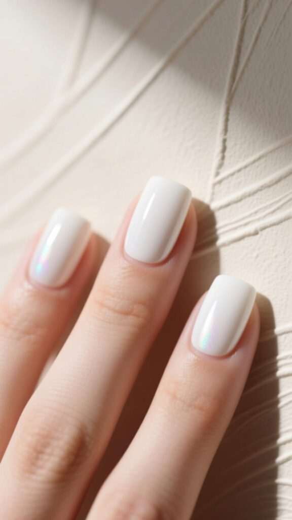 Minimal White Square Round Nails