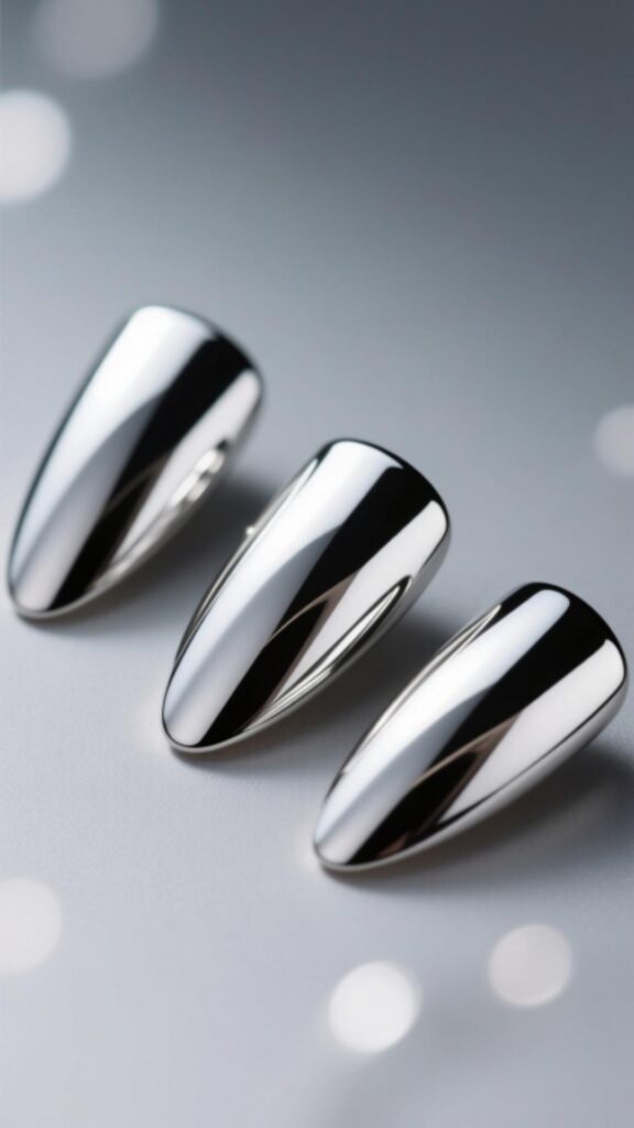 Metallic Chrome Square Round Nails