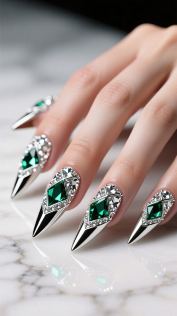 Rhinestone Stiletto Nails
