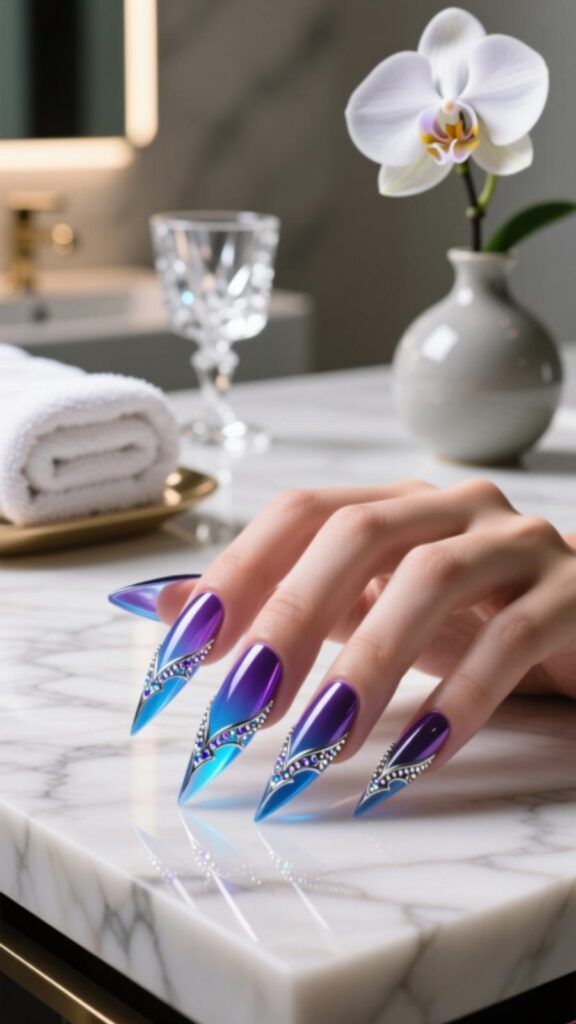 Long Acrylic Stiletto Nails