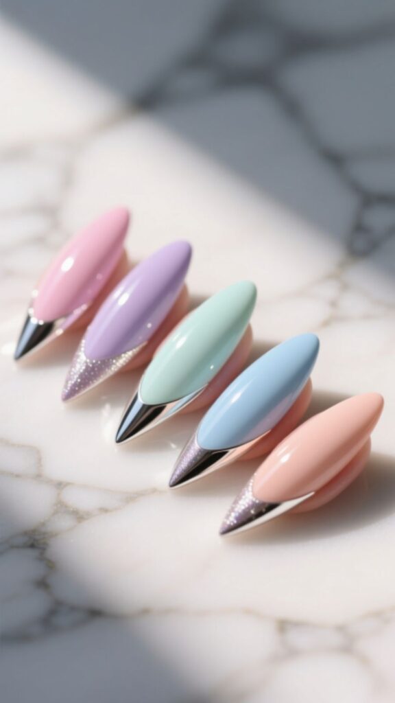 Pastel Stiletto Nails