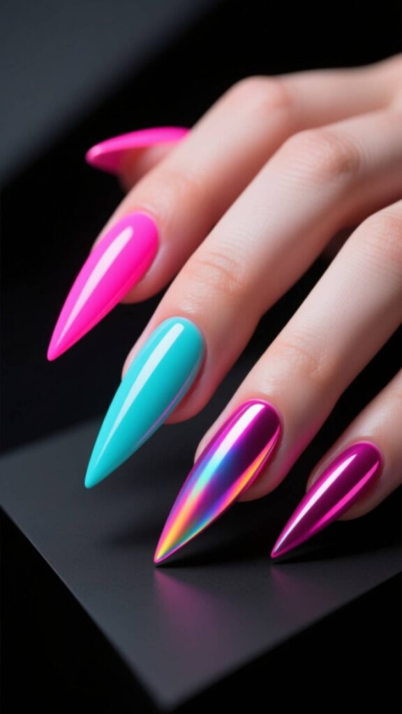 Neon Stiletto Nails