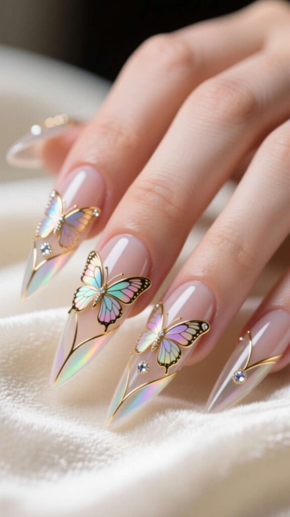 Butterfly Stiletto Nails