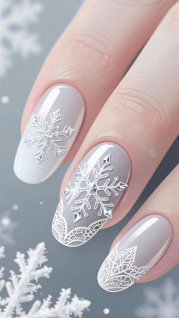 Classic Snowflake Nails