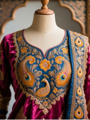 Aari Embroidery in Contrast Colour