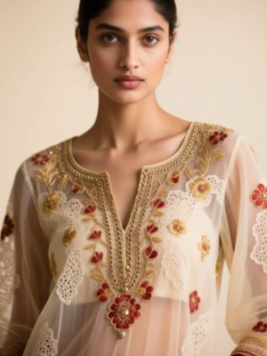 Cutwork Blouse in Aari Embroidery