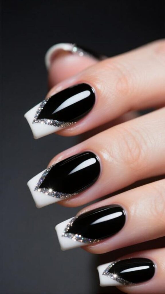Glittery Black French