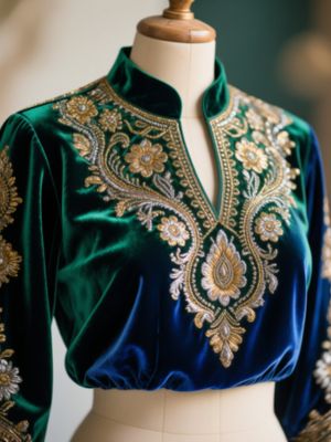 Velvet Aari Work Blouse