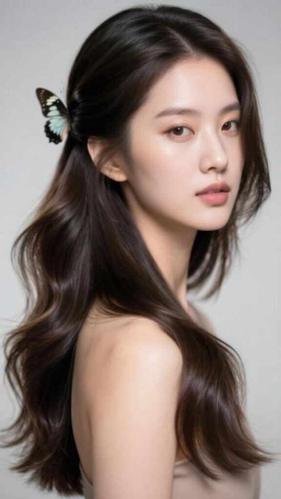 Side-Parted Butterfly Hairstyle