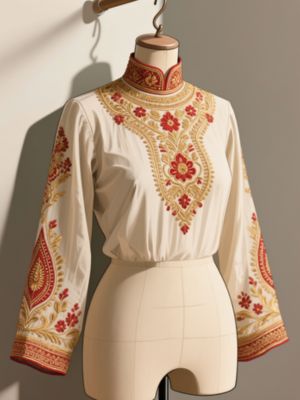 High Neck Aari Embroidery Blouse
