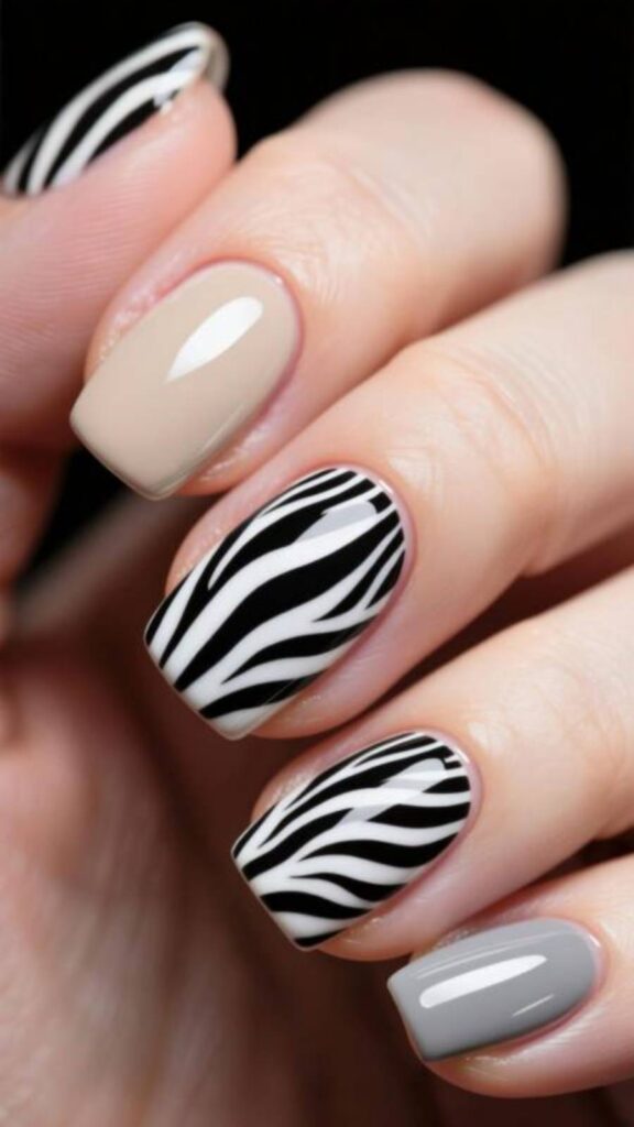 Zebra Accent Nail