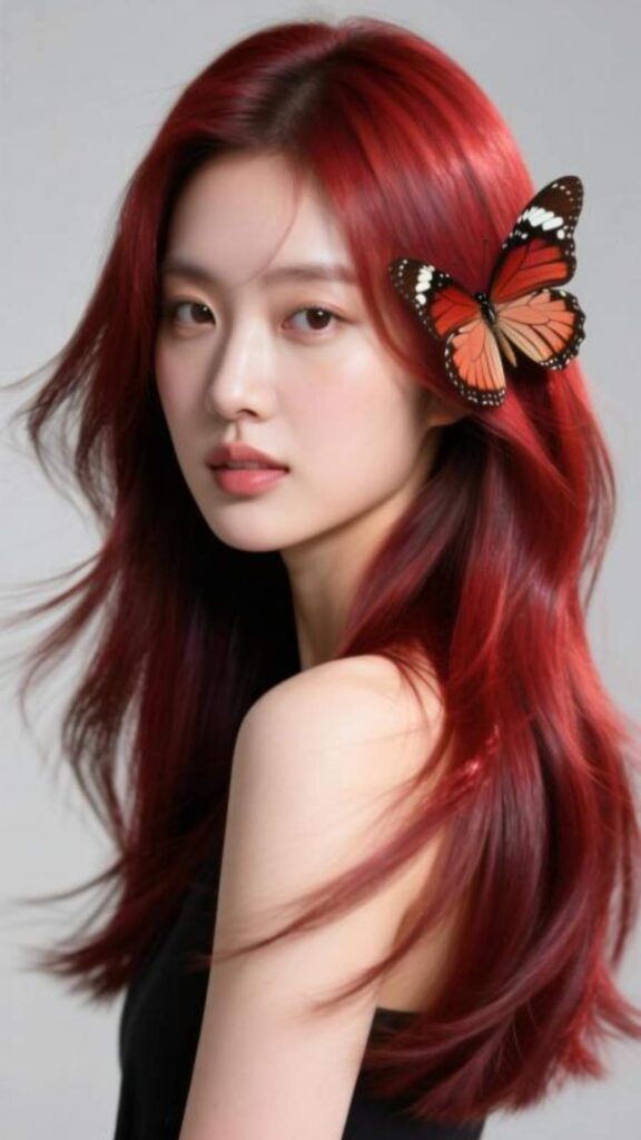 Cherry Red Butterfly Haircut