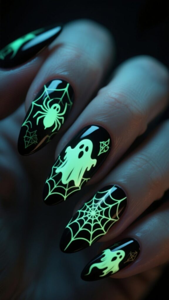 Creepy Glow-in-the-Dark Nails