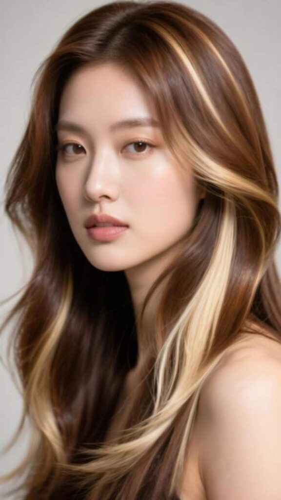 Blonde Streaked Brown Butterfly Hairstyle