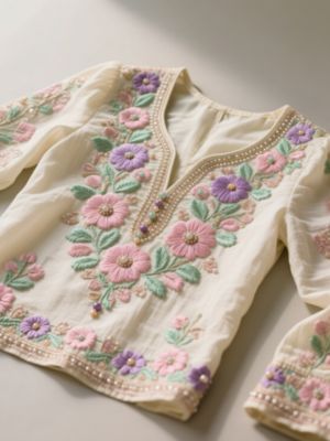 Floral Pattern Aari Work Blouse