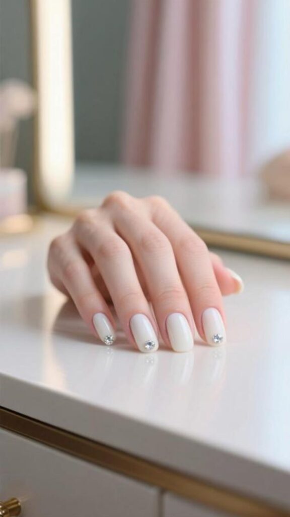 Classic Milky White Nails