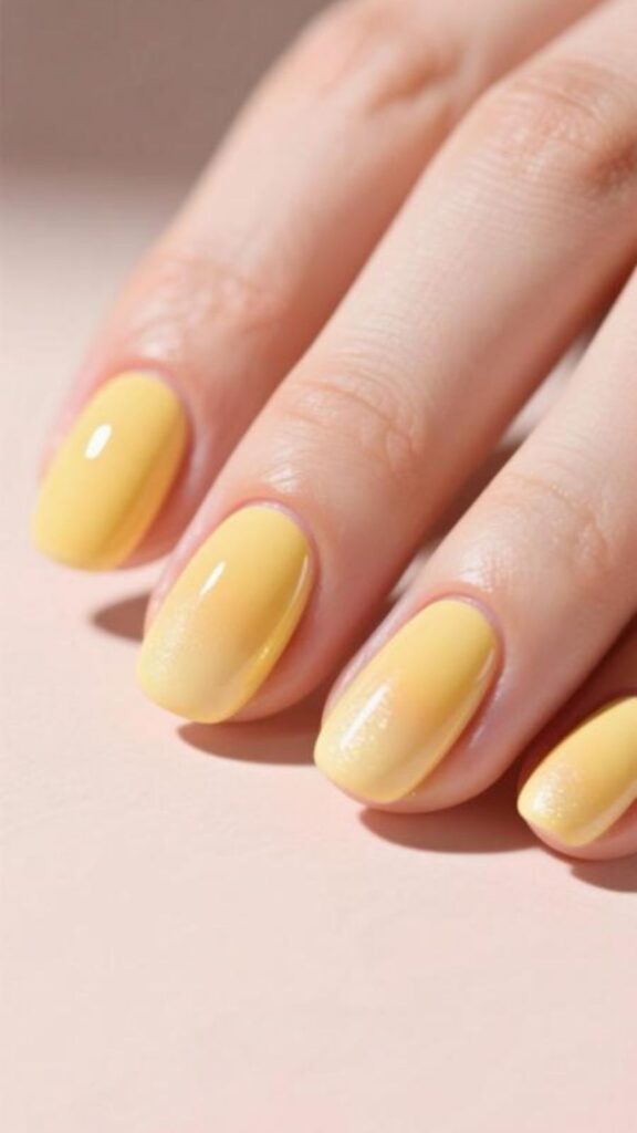 Short and Sweet Butter Yellow Nails