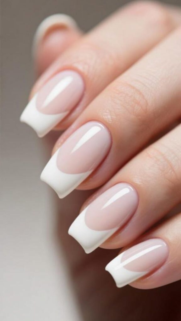 French Tips with Milky White Base