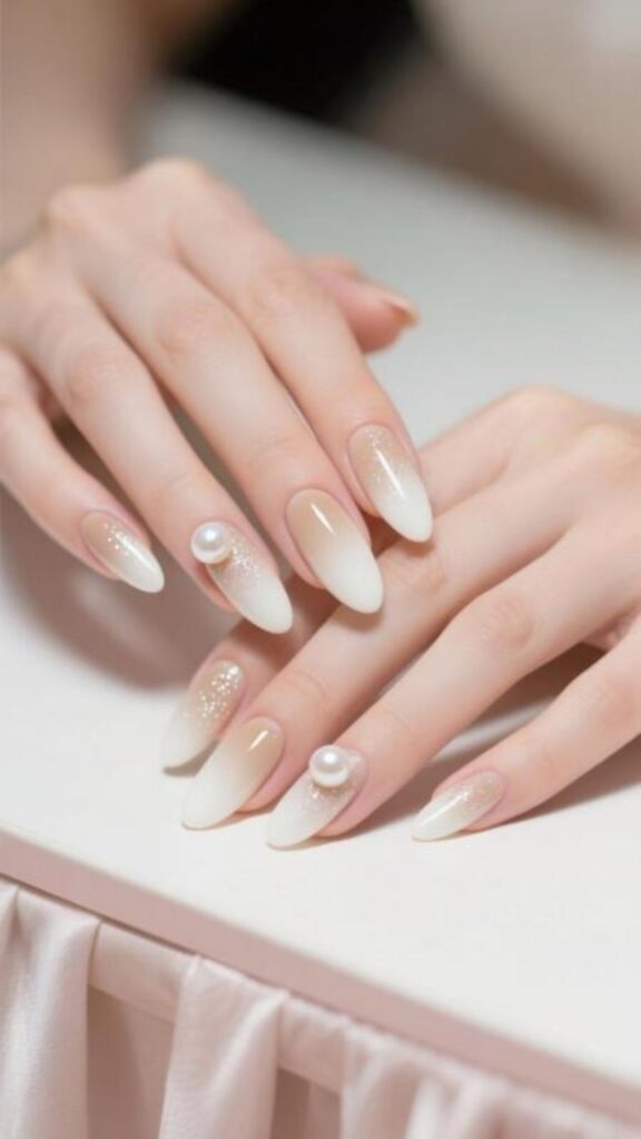 Ombre Milky White Nails