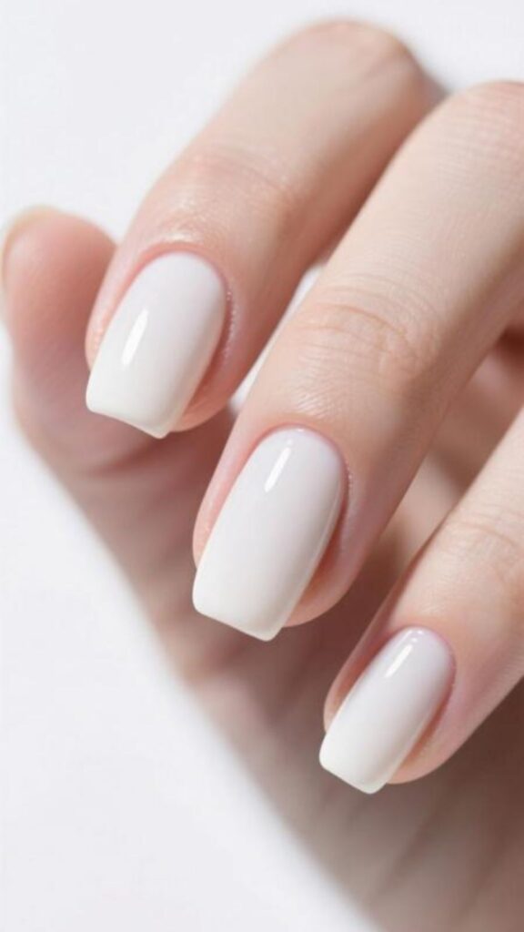 Short Milky White Nails