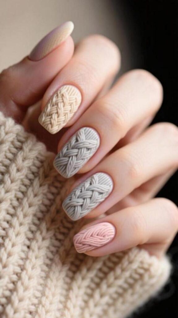 Sweater-Inspired Knitted Nails