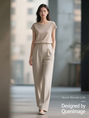 Neutral Striped Pants for Minimalist Outfits