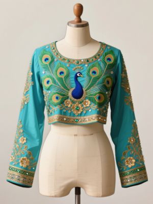 Peacock Design Aari Blouse