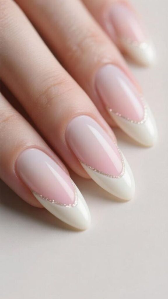Long Milky White Coffin Nails