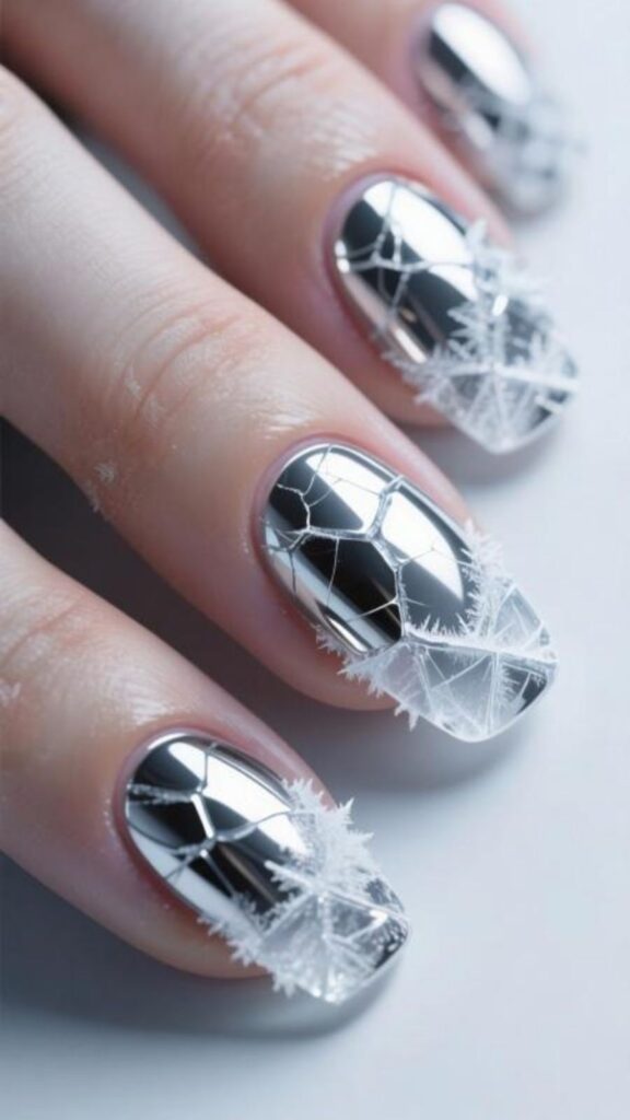 Silver Chrome Ice Nails