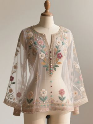 Sheer Net Aari Work Blouse