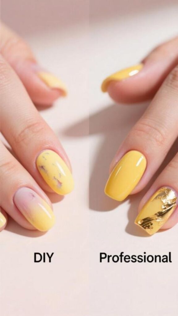 DIY vs. Professional Butter Yellow Nail Art
