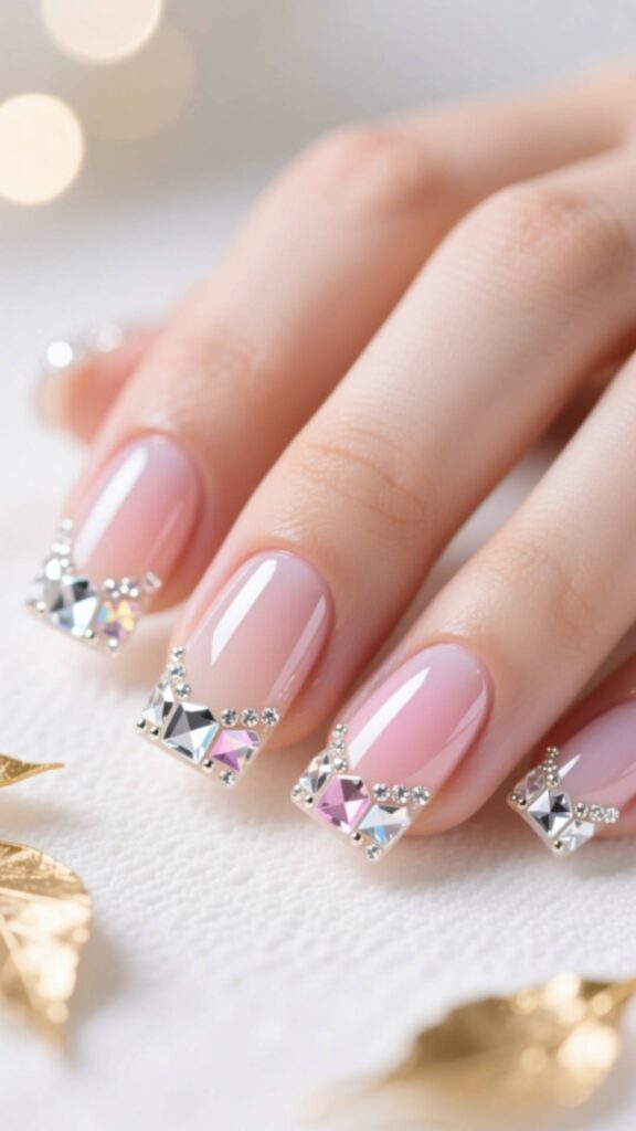 Crystal-Encrusted Square Nails