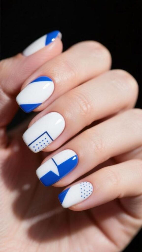 Classic White and Blue Accent
