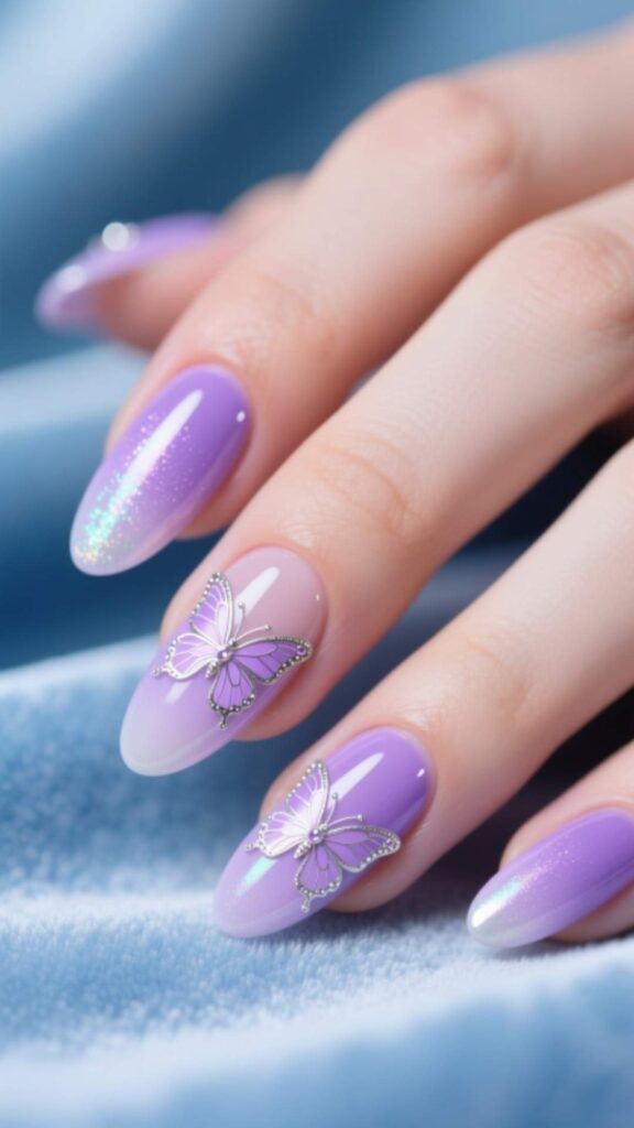 Lilac Butterfly Nails