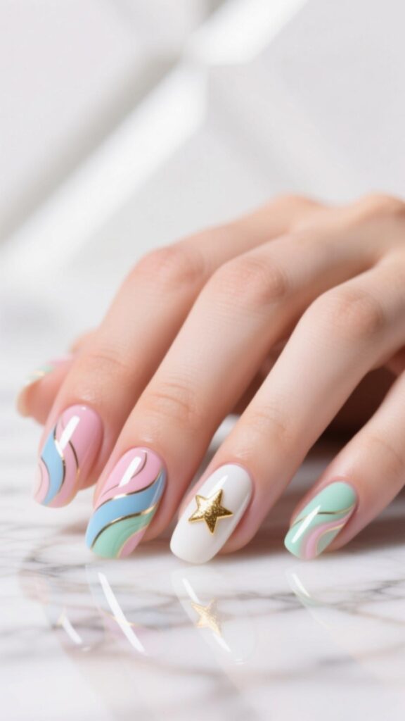 Birthday Marble Nails