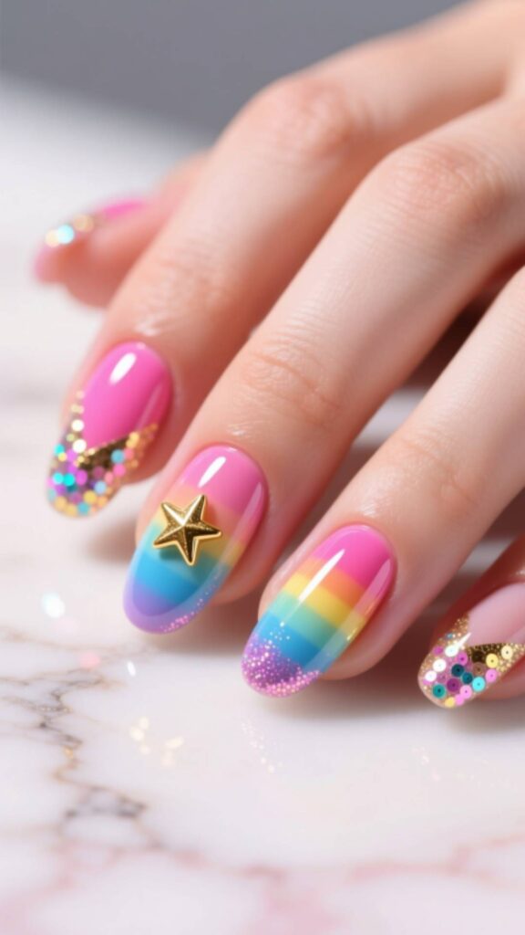Rainbow Celebration Nails