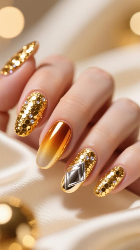 Gold Foil Celebration Nails