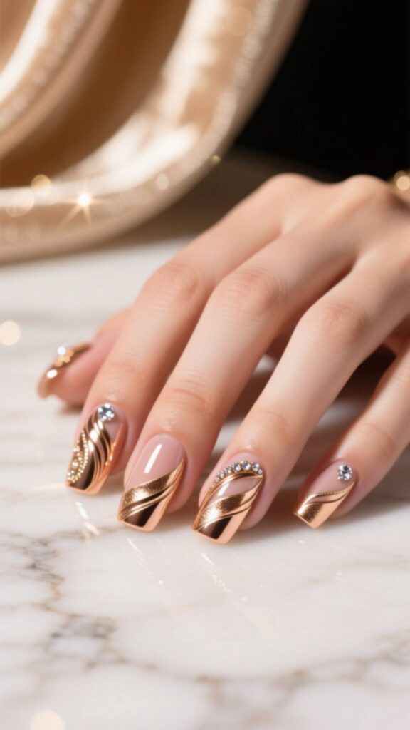 Rose Gold Party Nails