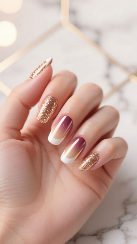 Glitter Ombre Birthday Nails