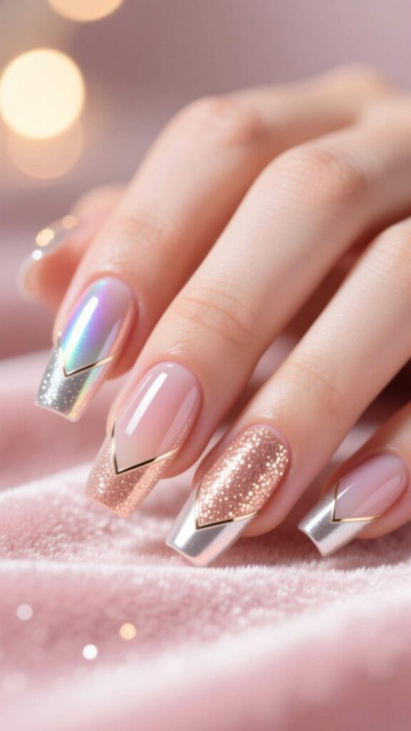 Glitter Gradient Acrylic Nails