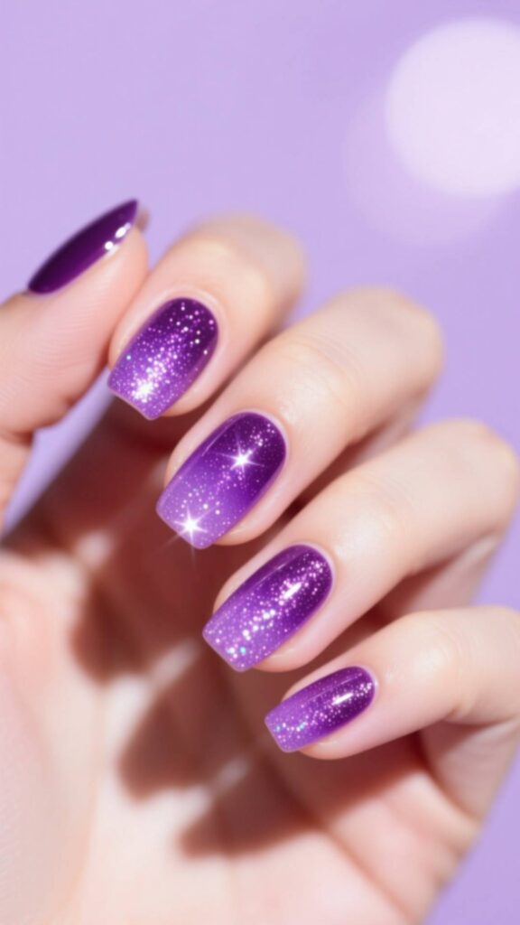 Purple Birthday Nails with Shimmer