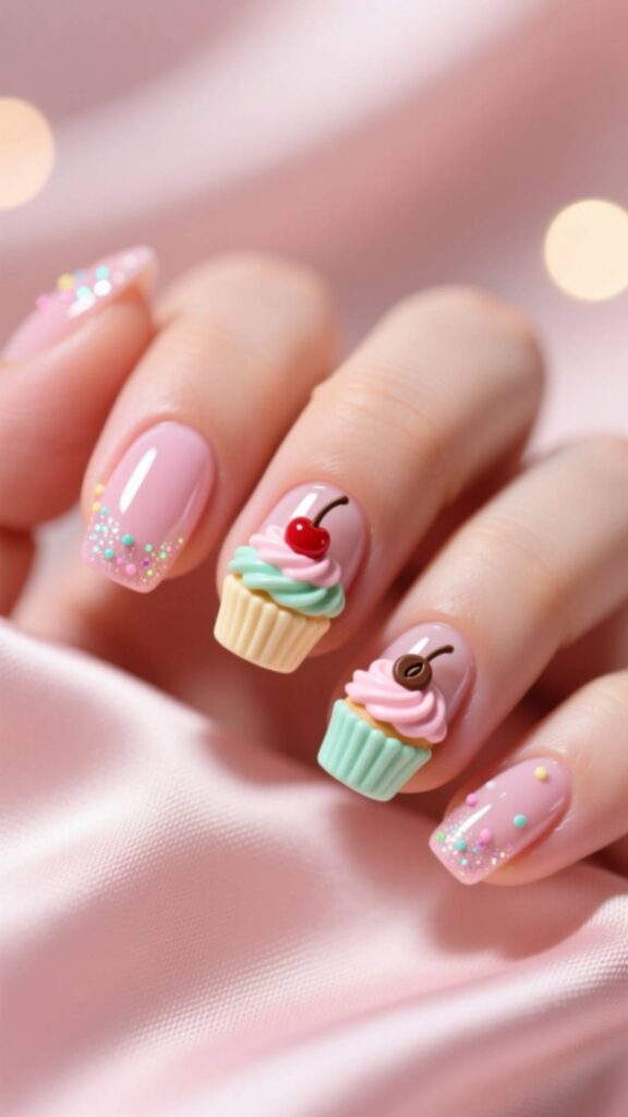 Birthday Cupcake Nail Art