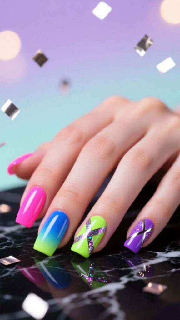 Neon Birthday Nails